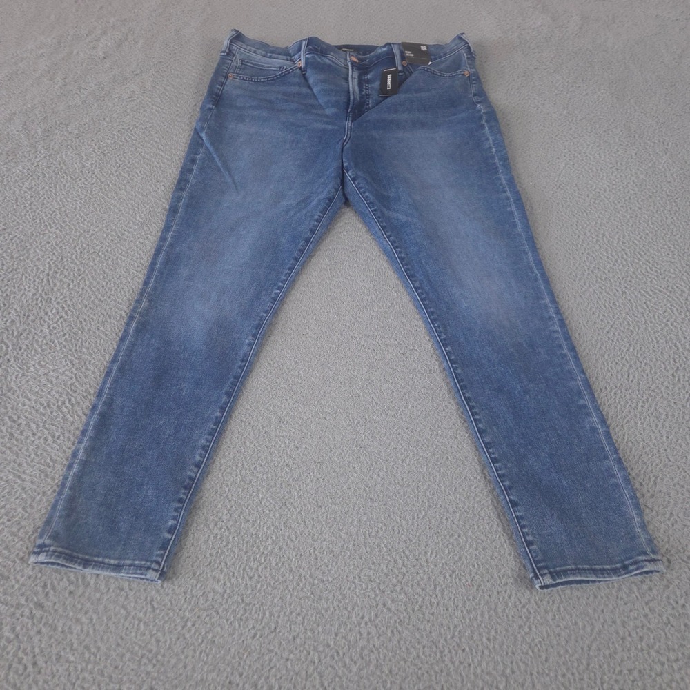 Express Jeans Womens 16R Blue Skinny Mid Rise Denim Stretch Cotton Blend NEW $80